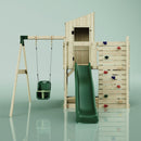 PolarPlay Kids Climbing Tower & Playhouse - Swing Helka Green