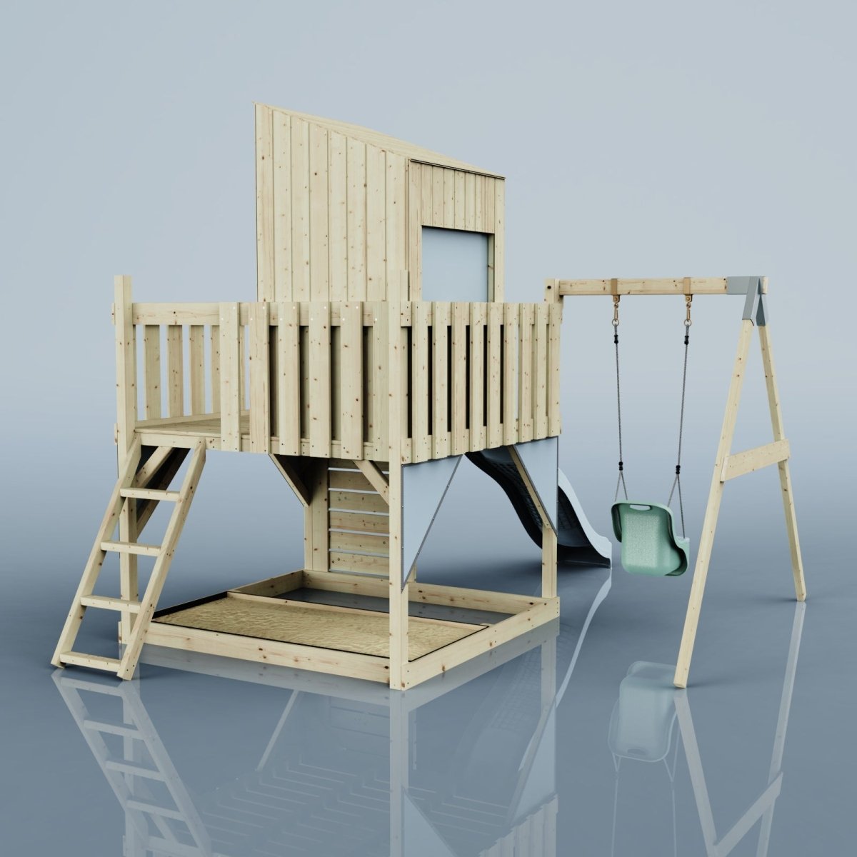 PolarPlay Kids Climbing Tower & Playhouse - Swing Helka Mist