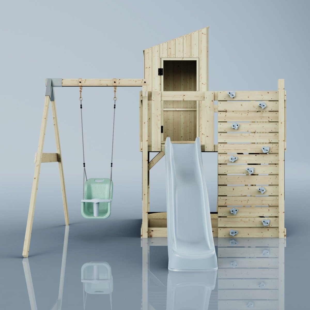 PolarPlay Kids Climbing Tower & Playhouse - Swing Helka Mist