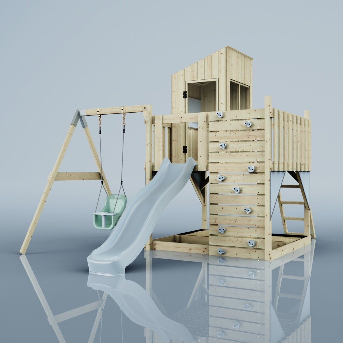 PolarPlay Kids Climbing Tower & Playhouse - Swing Helka Mist