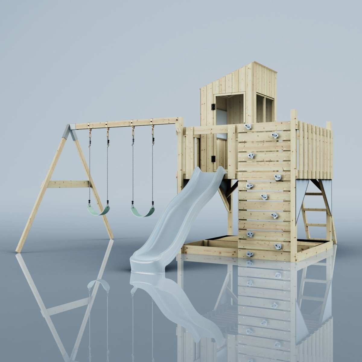 PolarPlay Kids Climbing Tower & Playhouse - Swing Kari Mist