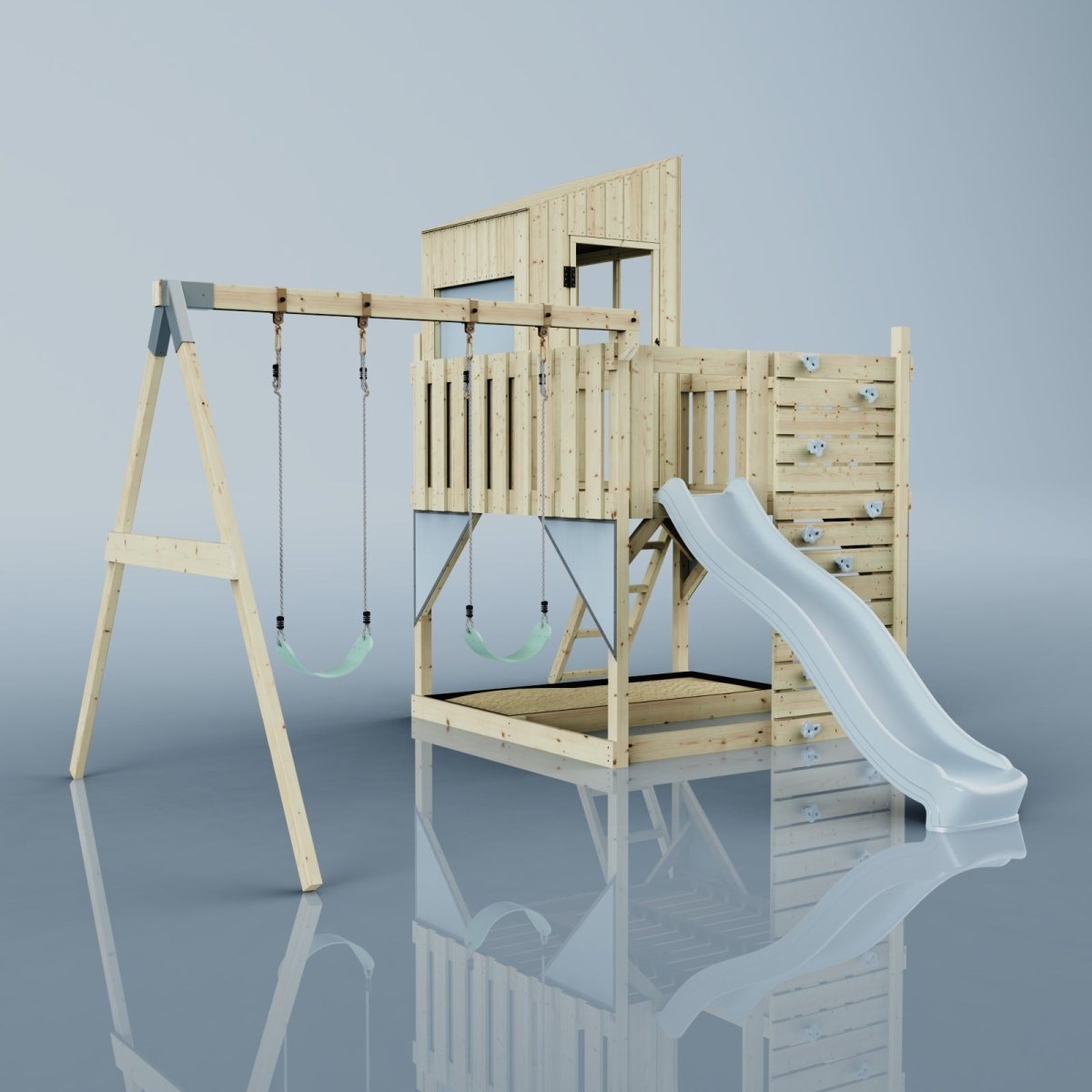 PolarPlay Kids Climbing Tower & Playhouse - Swing Kari Mist
