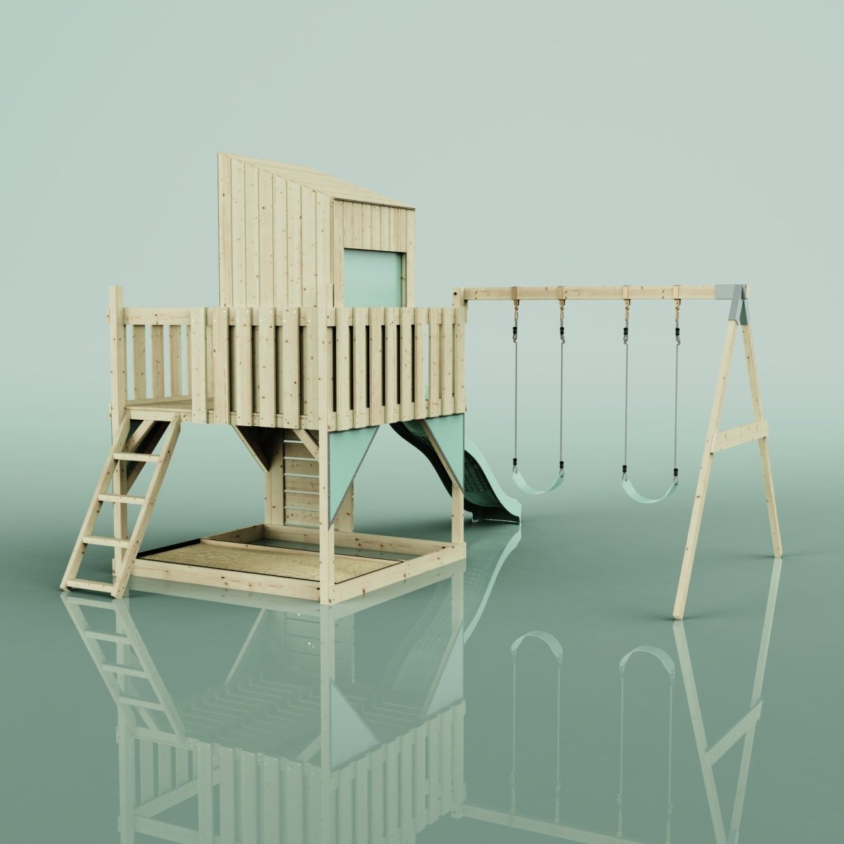 PolarPlay Kids Climbing Tower & Playhouse - Swing Kari Sage