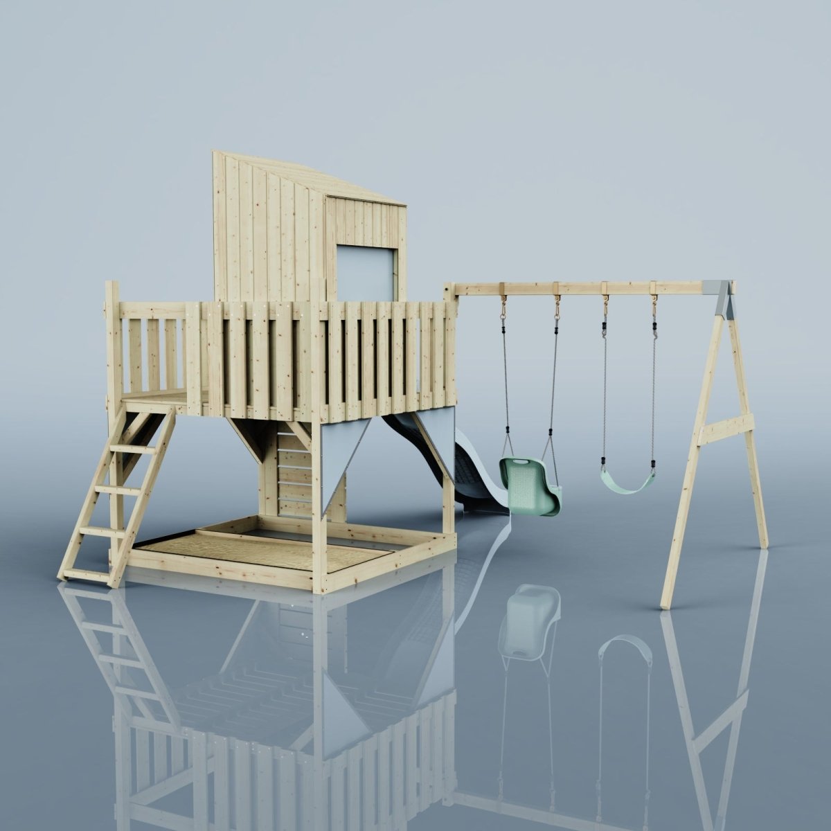 PolarPlay Kids Climbing Tower & Playhouse - Swing Olavo Mist