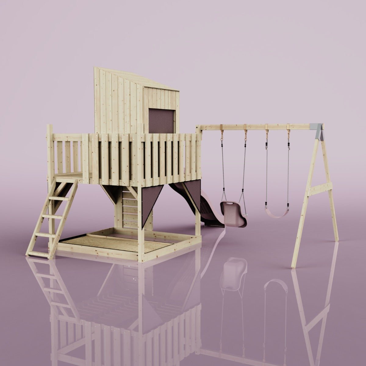 PolarPlay Kids Climbing Tower & Playhouse - Swing Olavo Rose