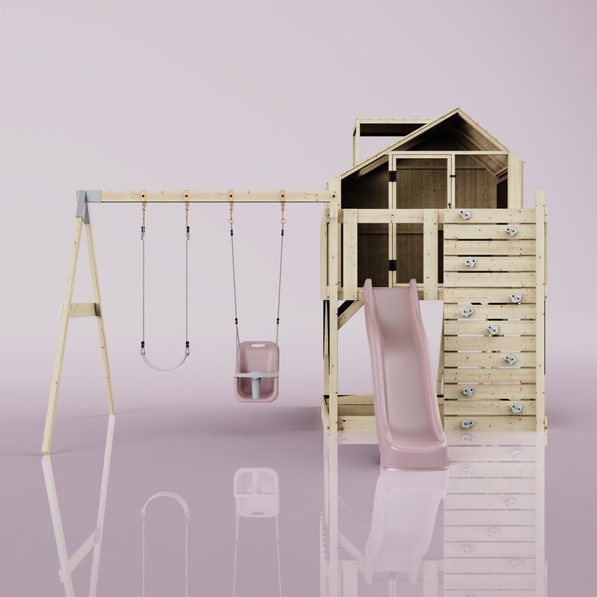 PolarPlay Kids Climbing Tower & Playhouse - Swing Saga Rose