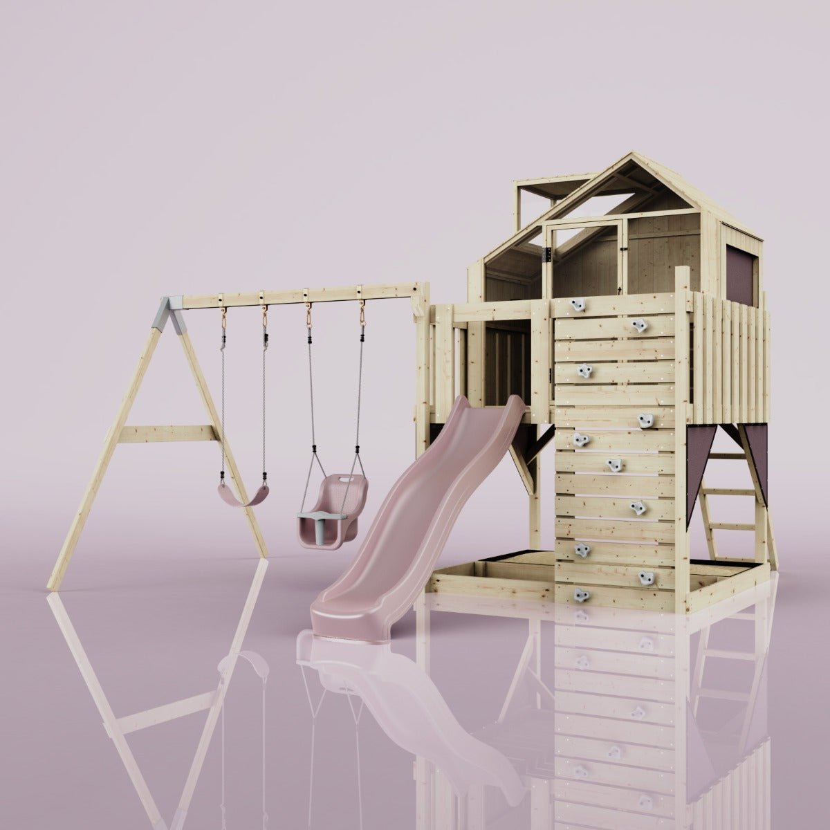 PolarPlay Kids Climbing Tower & Playhouse - Swing Saga Rose