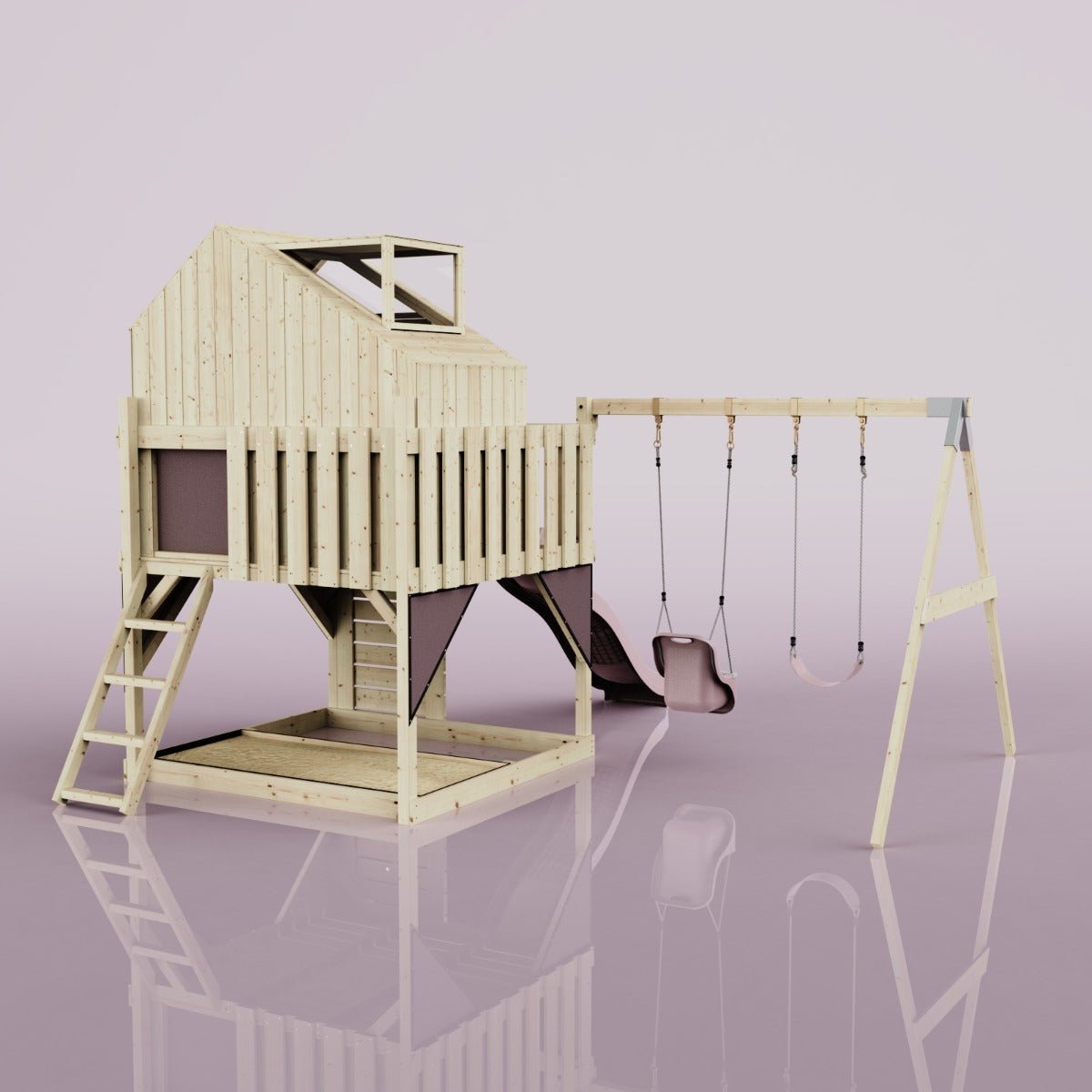 PolarPlay Kids Climbing Tower & Playhouse - Swing Saga Rose