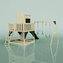 PolarPlay Kids Climbing Tower & Playhouse - Swing Solveig Green