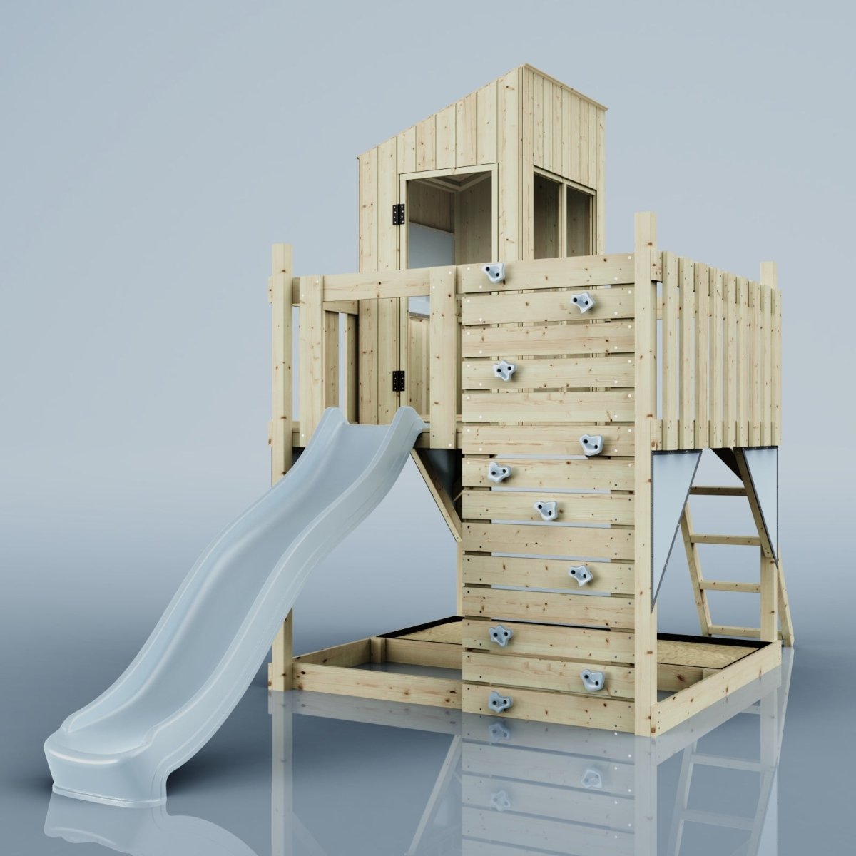 PolarPlay Kids Scandinavian Style Climbing Platform & Playhouse - Fiske Mist