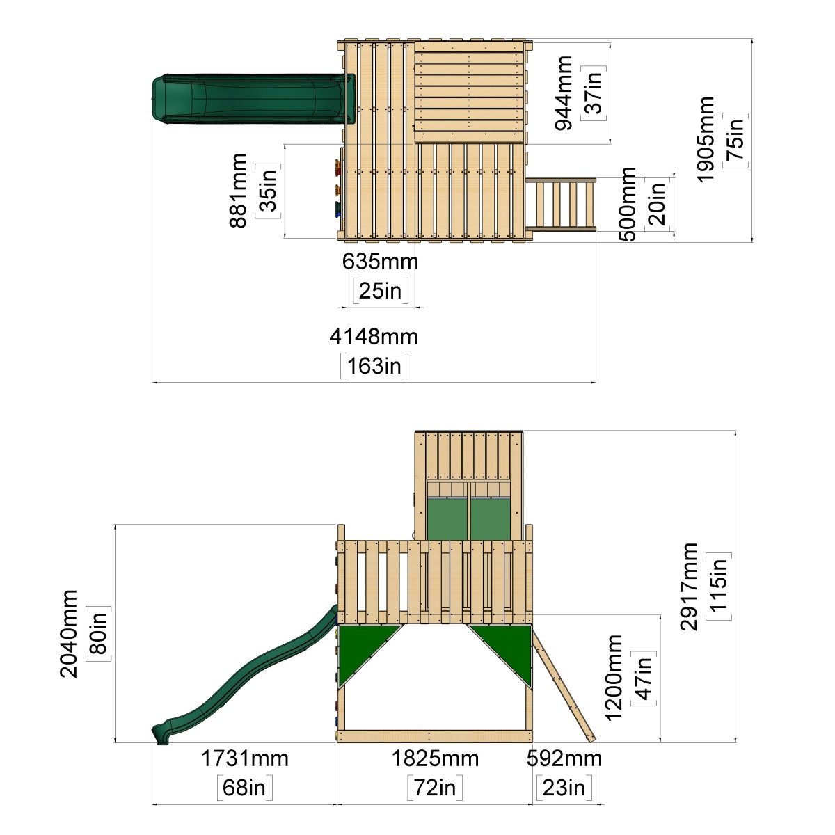 PolarPlay Kids Scandinavian Style Climbing Platform & Playhouse - Fiske Sage