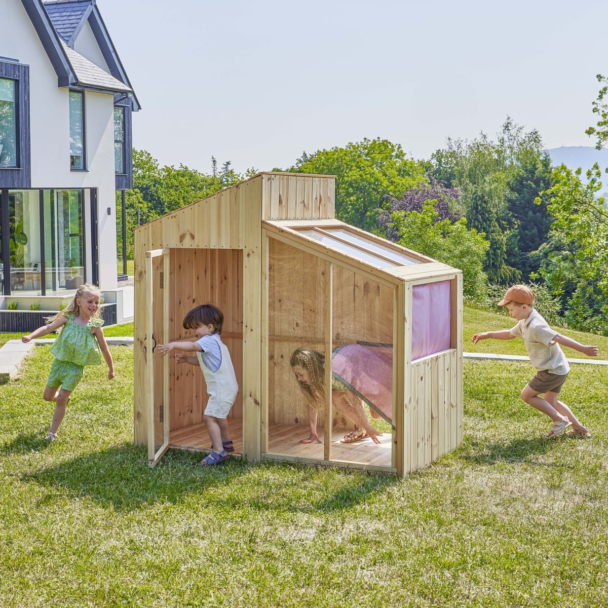 PolarPlay Kids Scandinavian Style Wooden Playhouse - Freyja Rose