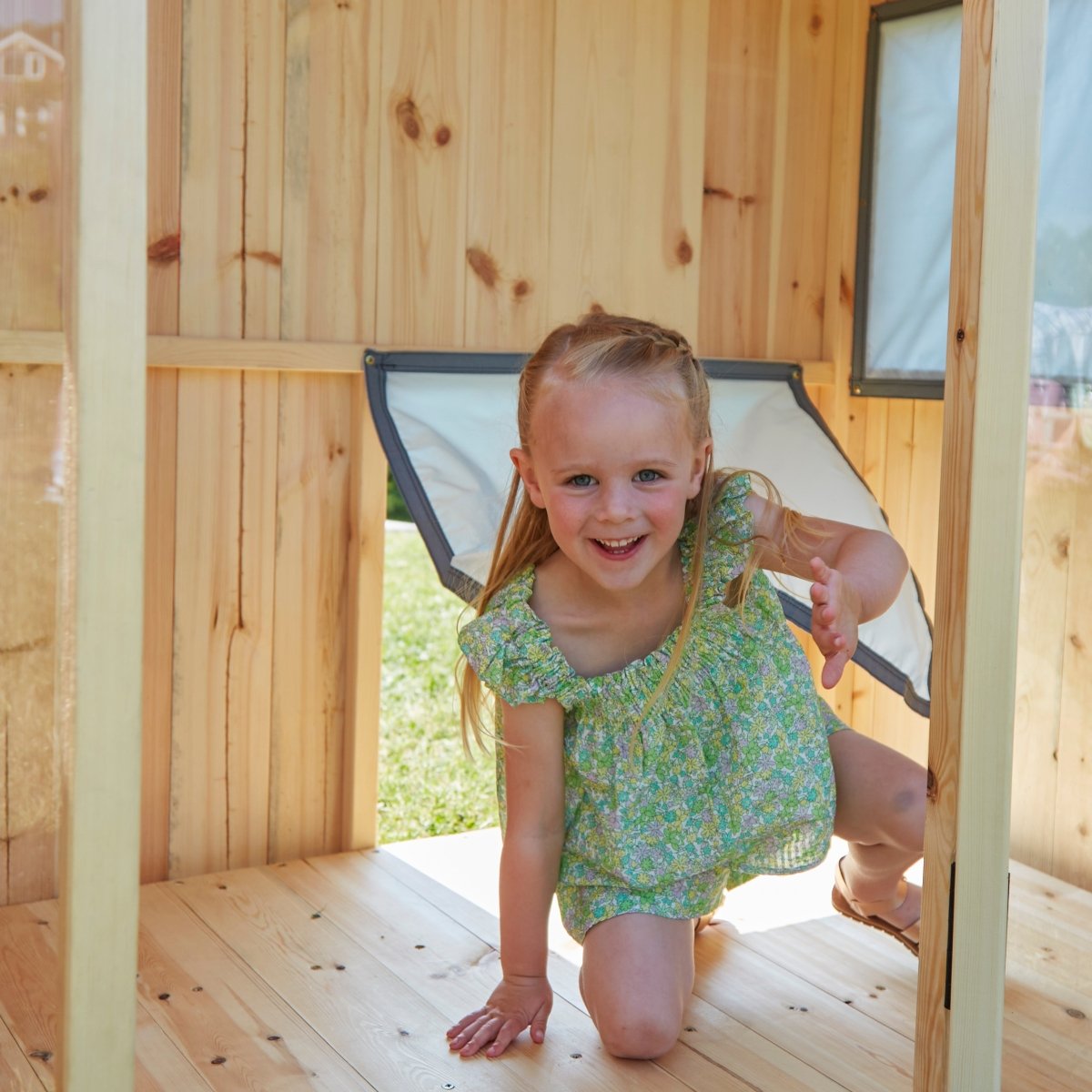 PolarPlay Kids Scandinavian Style Wooden Playhouse - Freyja Sage