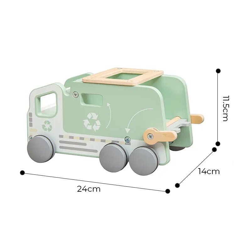 PolarPlay Push Along Wooden Recycling Truck Toy