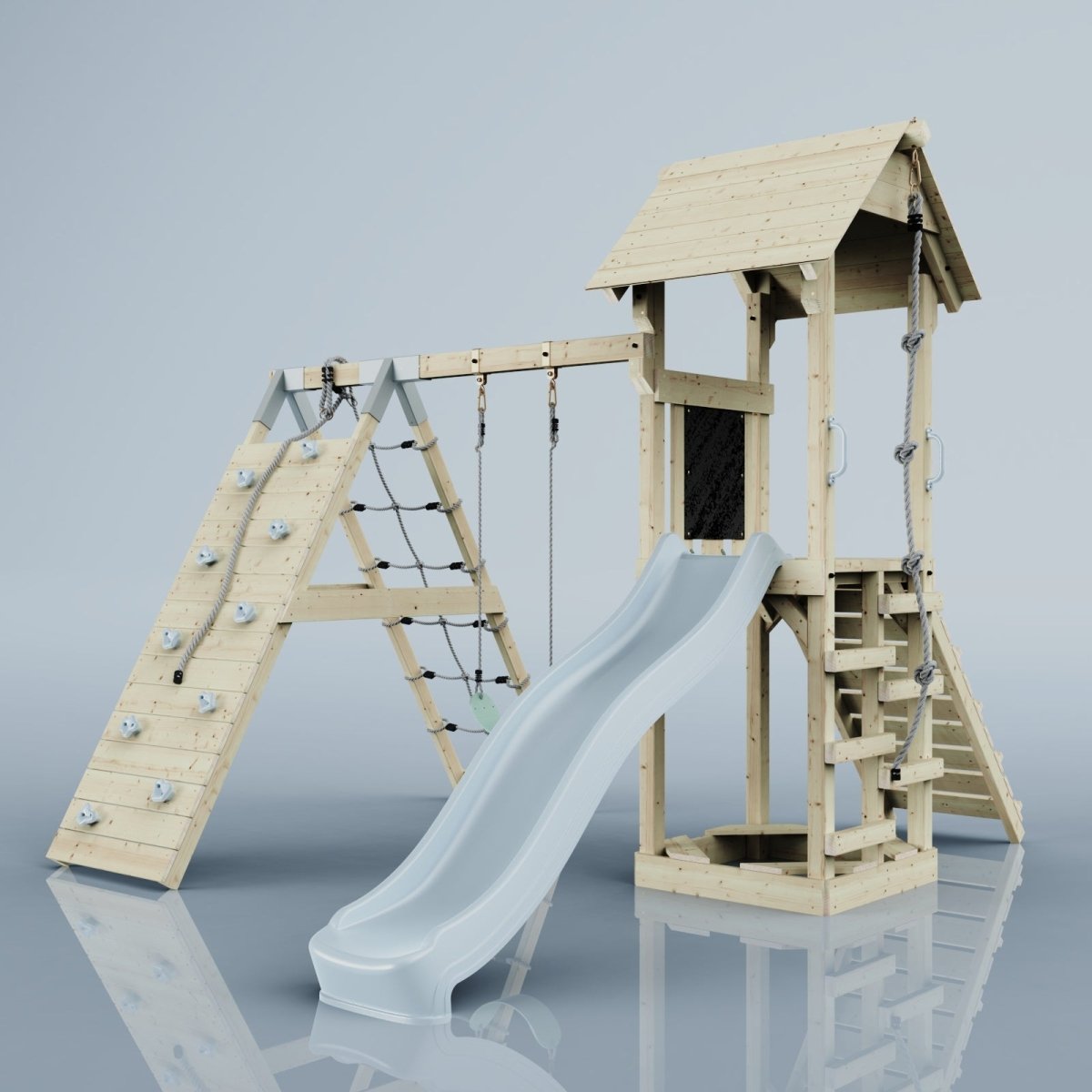 PolarPlay Tower Kids Wooden Climbing Frame - Climb & Swing Tyra Mist