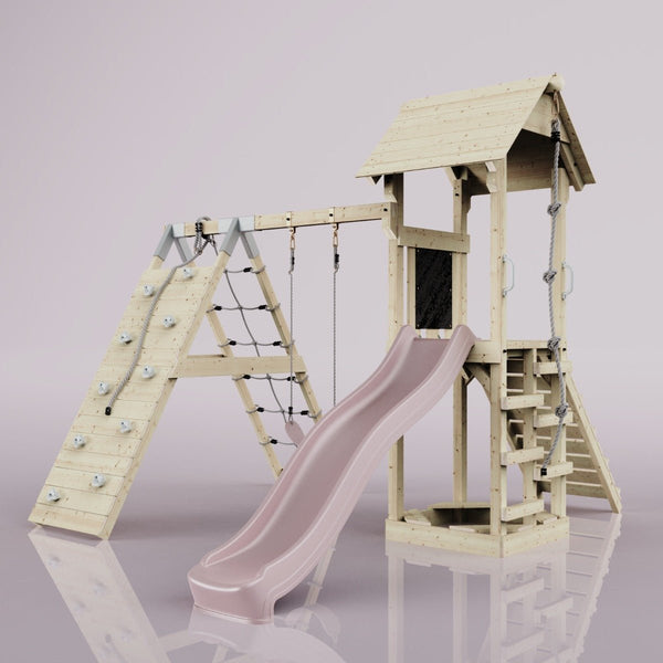 PolarPlay Tower Kids Wooden Climbing Frame - Climb & Swing Tyra Rose