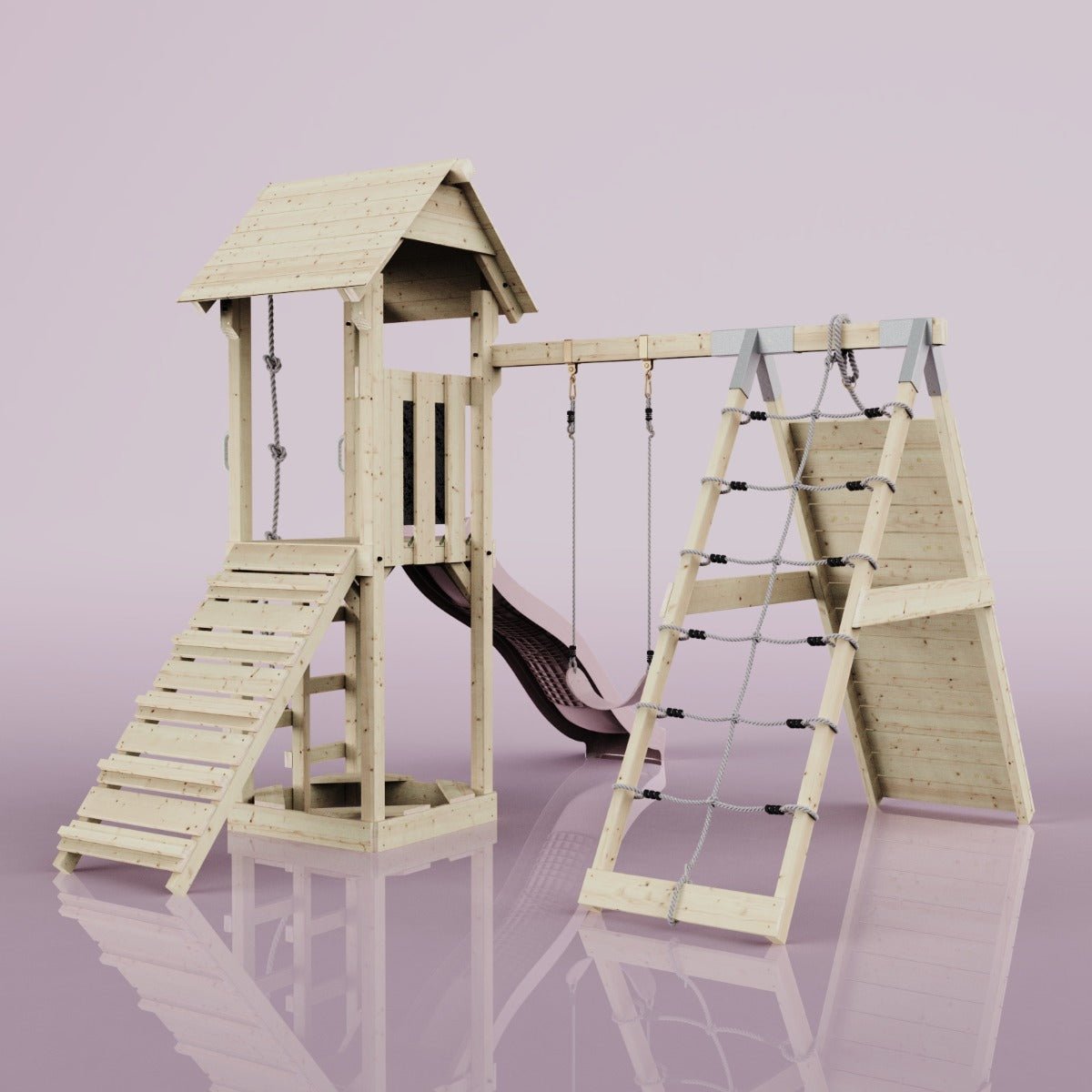 PolarPlay Tower Kids Wooden Climbing Frame - Climb & Swing Tyra Rose