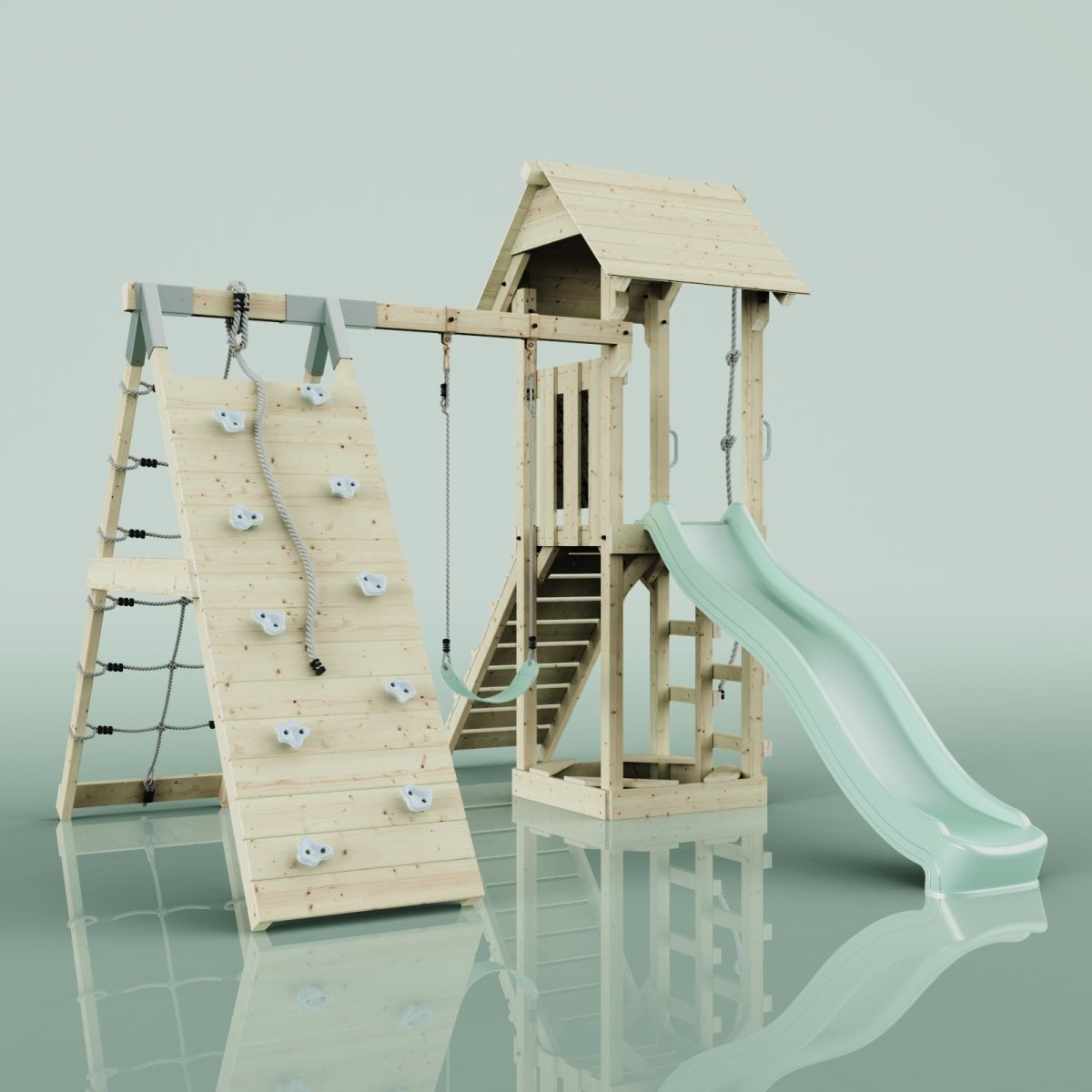 PolarPlay Tower Kids Wooden Climbing Frame - Climb & Swing Tyra Sage