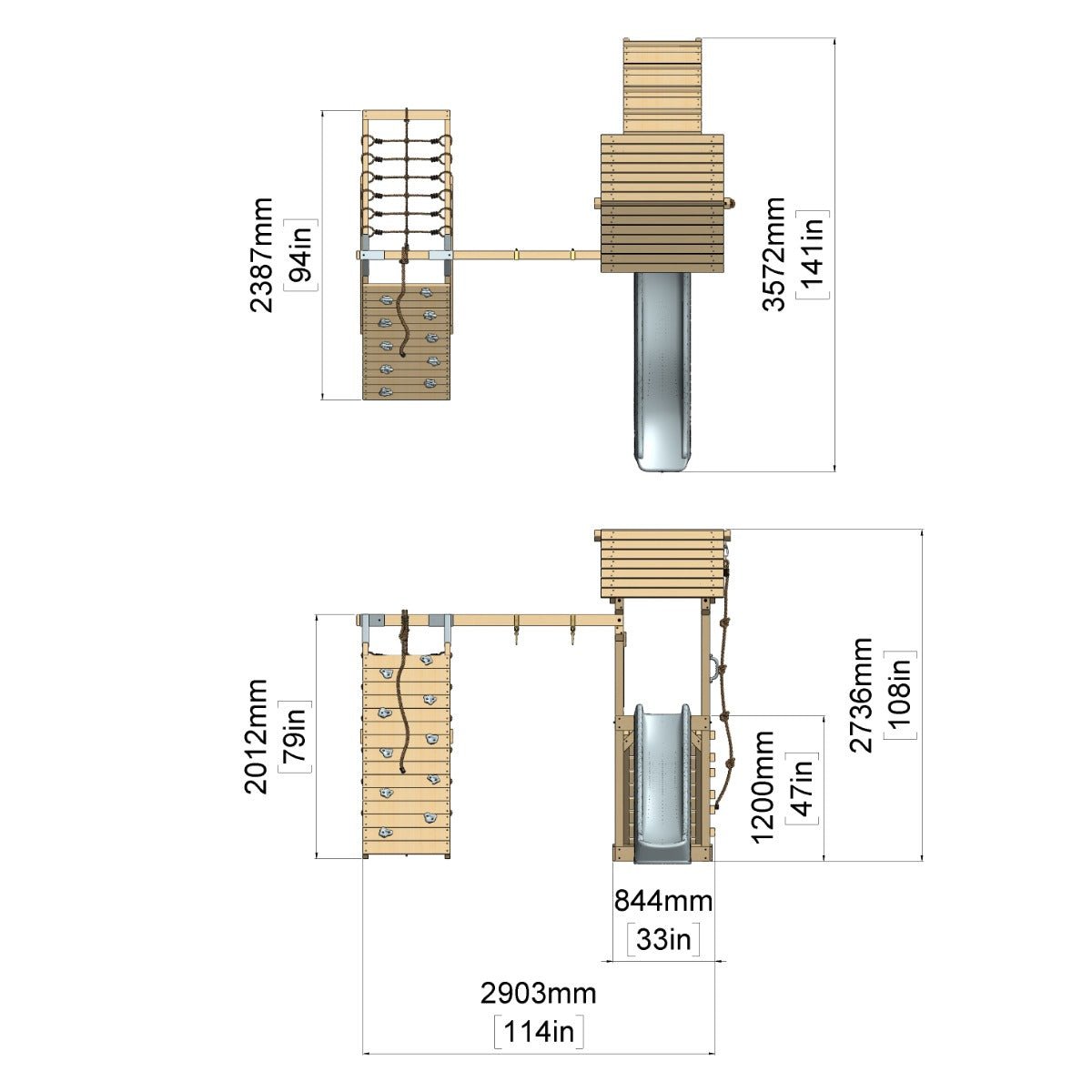 PolarPlay Tower Kids Wooden Climbing Frame - Climb & Swing Tyra Sage