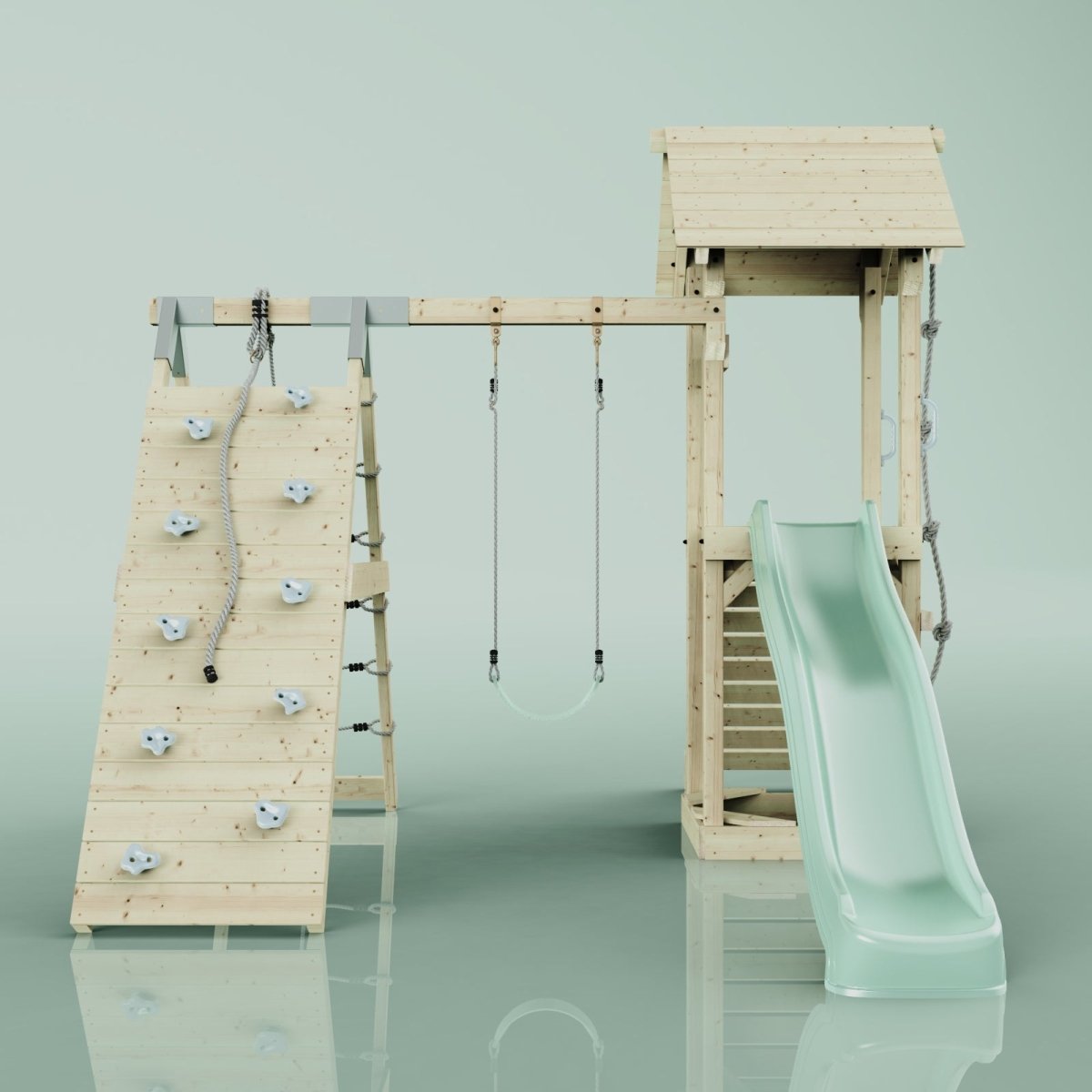 PolarPlay Tower Kids Wooden Climbing Frame - Climb & Swing Tyra Sage