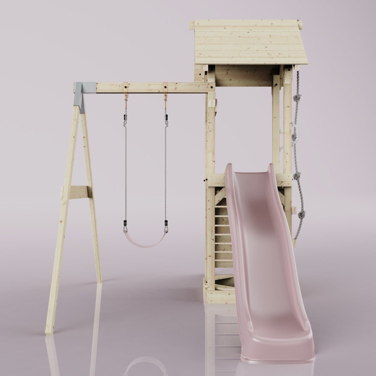 PolarPlay Tower Kids Wooden Climbing Frame - Swing Destin Rose