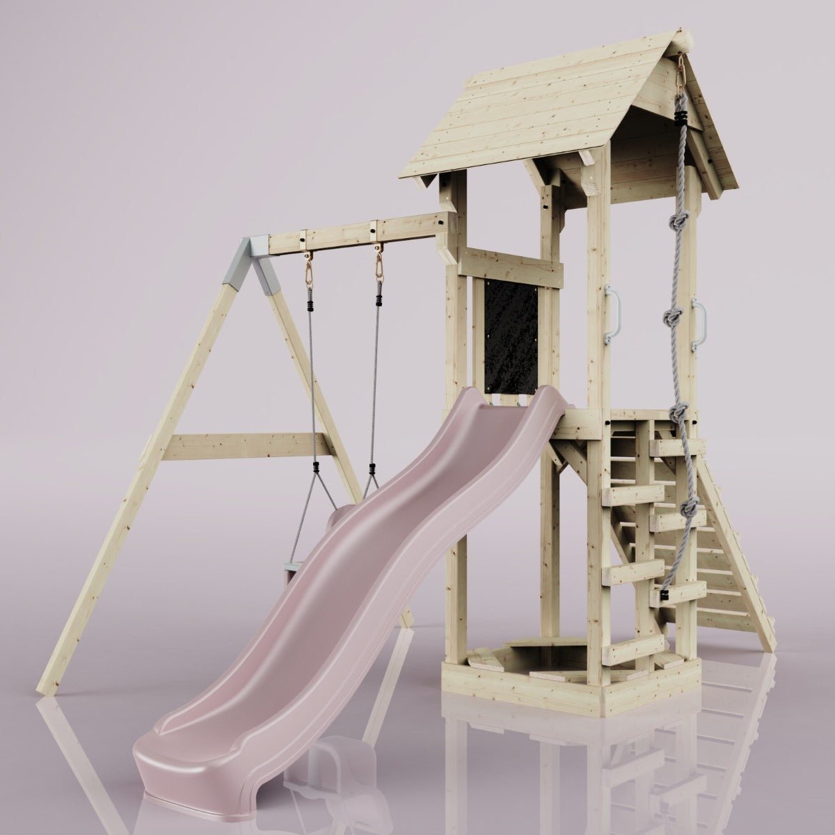 PolarPlay Tower Kids Wooden Climbing Frame - Swing Helka Rose