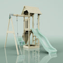 PolarPlay Tower Kids Wooden Climbing Frame - Swing Helka Sage