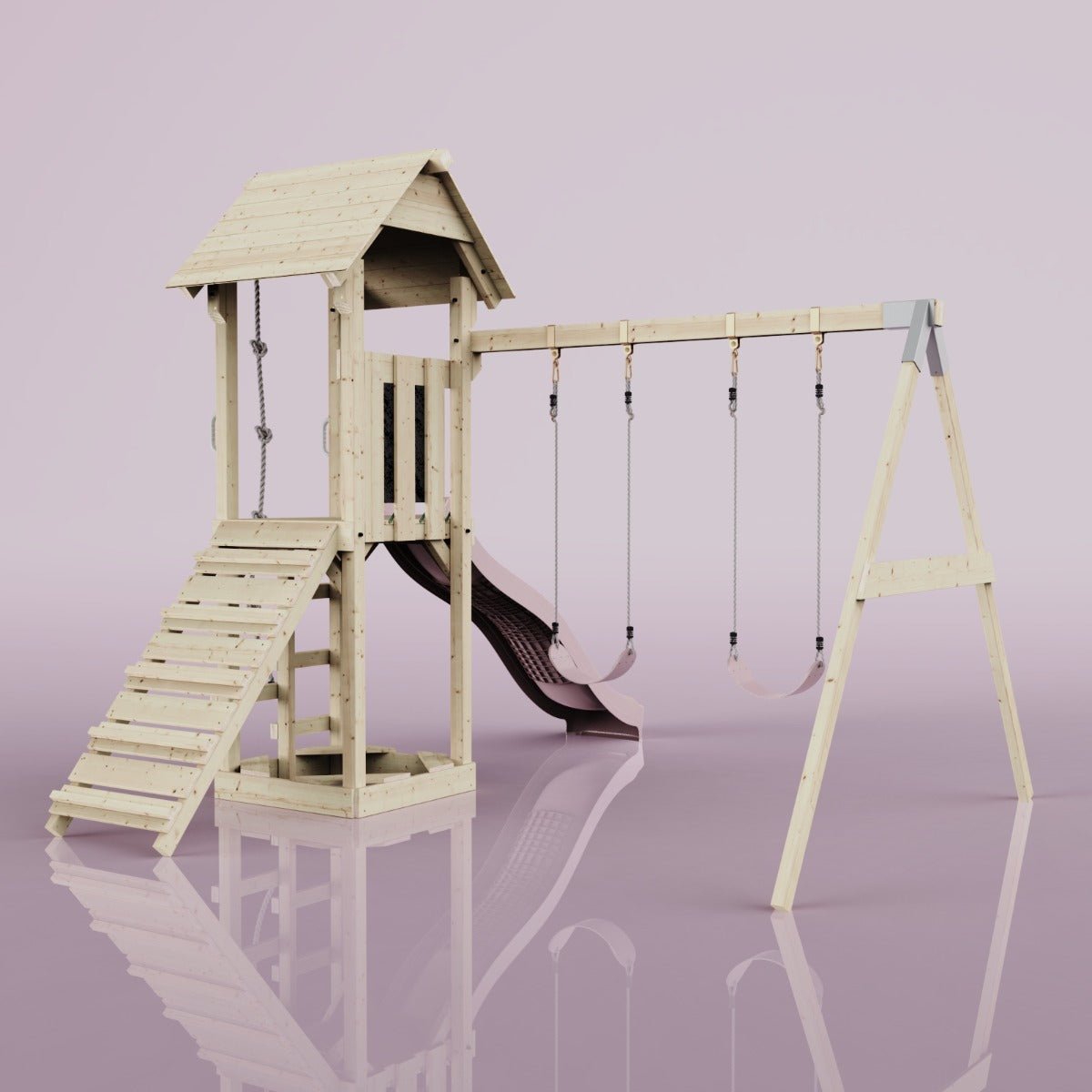 PolarPlay Tower Kids Wooden Climbing Frame - Swing Kari Rose