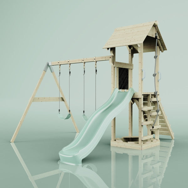 PolarPlay Tower Kids Wooden Climbing Frame - Swing Kari Sage