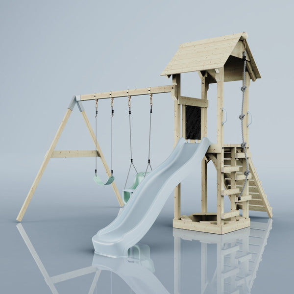 PolarPlay Tower Kids Wooden Climbing Frame - Swing Olavo Mist