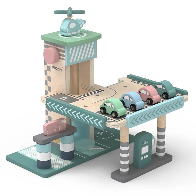 PolarPlay Wooden Interactive Garage with Cars