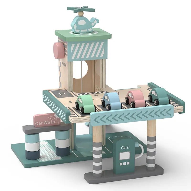 PolarPlay Wooden Interactive Garage with Cars | OutdoorToys