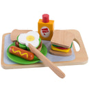 Pretend Sandwich Making Non-Toxic Wooden Food Set for Imaginative Play