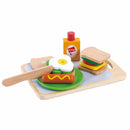 Pretend Sandwich Making Non-Toxic Wooden Food Set for Imaginative Play