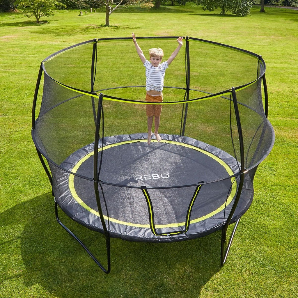 Rebo Base Jump 10FT Trampoline With Halo II Enclosure