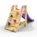 Rebo 4FT Toddler Adventure Slide with Wooden Platform and Climbing Wall - Purple