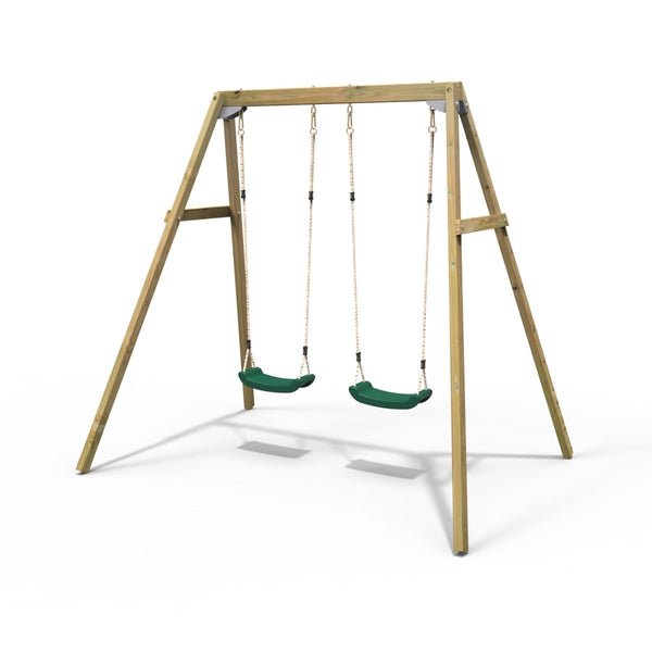 Rebo Active Kids Range Wooden Garden Double Swing Set – Green