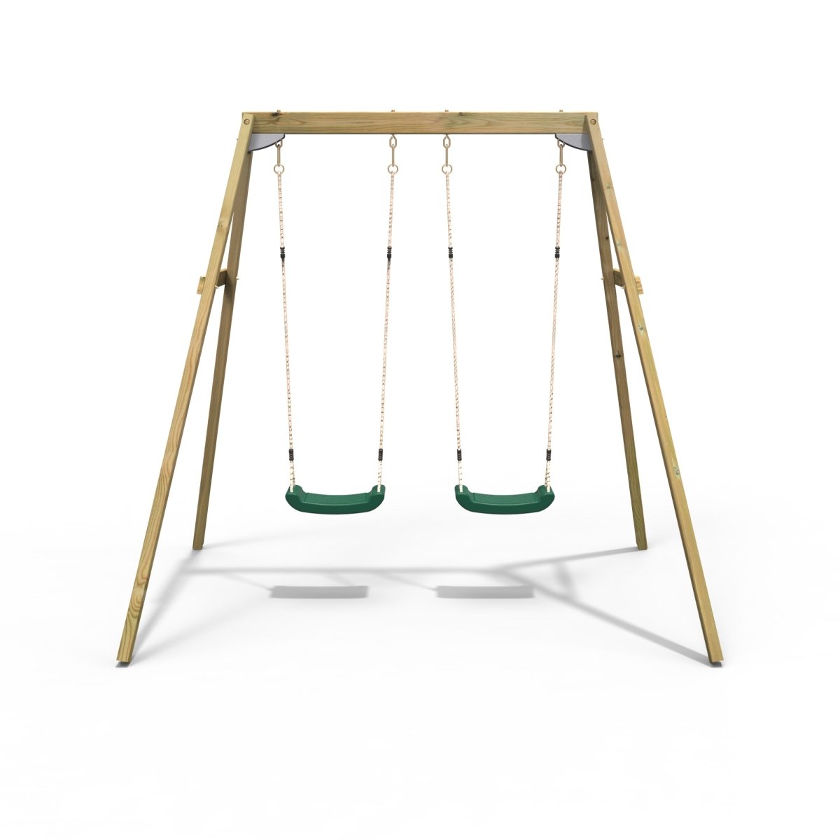 Rebo Active Kids Range Wooden Garden Double Swing Set – Green