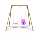 Rebo Active Kids Range Wooden Garden Double Swing with Baby Seat – Pink