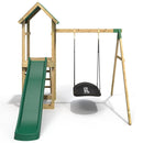 Rebo Adventure Wooden Climbing Frame, Swing Set and Slide - Elbrus Green