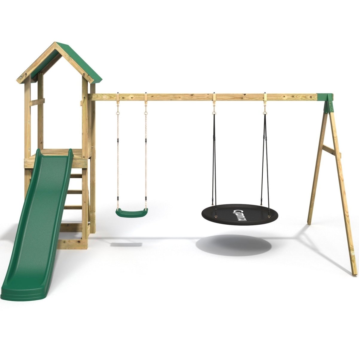 Rebo Adventure Wooden Climbing Frame, Swing Set and Slide - Fairweather