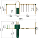 Rebo Adventure Wooden Climbing Frame with Monkey Bar, Swings & Slide - Pelion