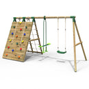 Rebo Beat The Wall Wooden Swing Set with Double up & Over Climbing Wall – Peak