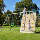 Rebo Beat The Wall Wooden Swing Set with Double up & Over Climbing Wall – Pinnacle