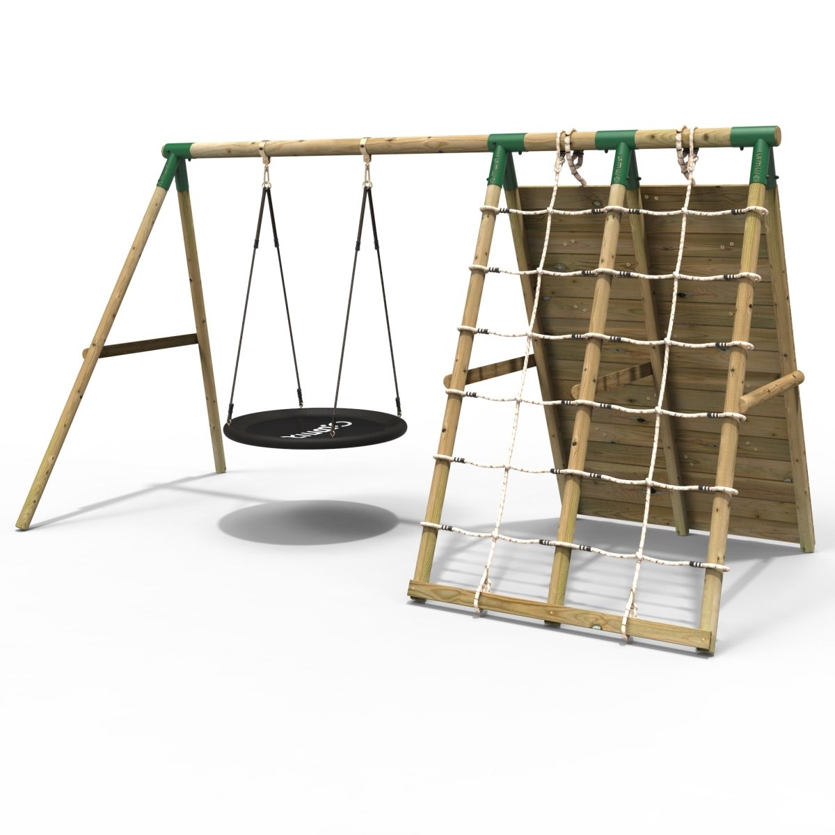 Rebo Beat The Wall Wooden Swing Set with Double up & Over Climbing Wall – Zenith