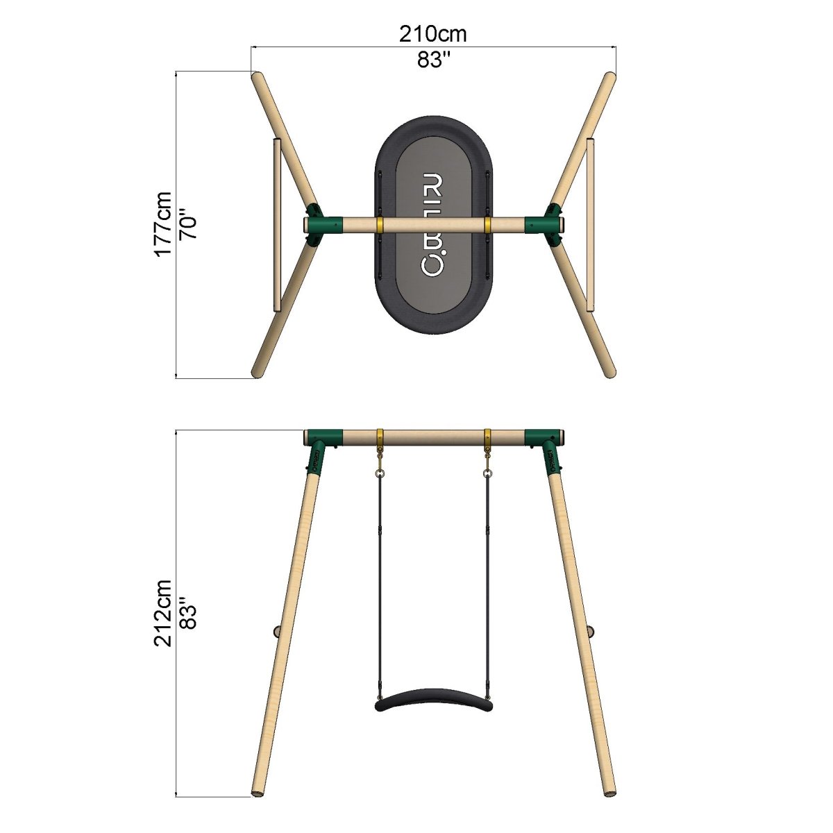 Rebo Boat Swing Seat Garden Swing Set - Single Boat