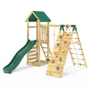 Rebo Challenge Wooden Climbing Frame with Swings, Slide and Up & over Climbing wall - Bear