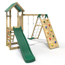 Rebo Challenge Wooden Climbing Frame with Swings, Slide and Up & over Climbing wall - Bear