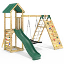 Rebo Challenge Wooden Climbing Frame with Swings, Slide and Up & over Climbing wall - Ferris