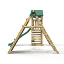 Rebo Challenge Wooden Climbing Frame with Swings, Slide and Up & over Climbing wall - Greenhorn